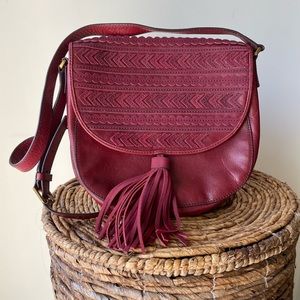 Fossil Emi Tassel Red Crossbody Purse Bag